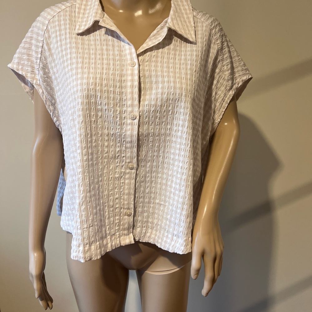 Splendid Cream Tan Boxy Button Down Shirt